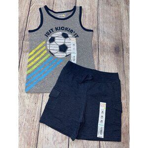 Jumping Beans 24M Boy Soccer Just Kickin It Tank Pull On Shorts Outfit Set NEW
